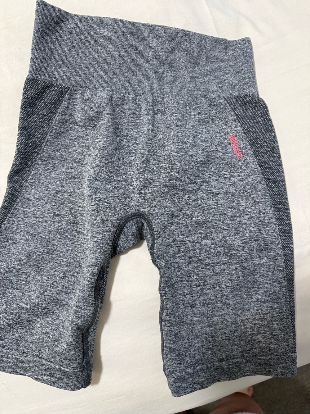Gymshark Heather Gray Seamless Active Shorts with Pink Logo